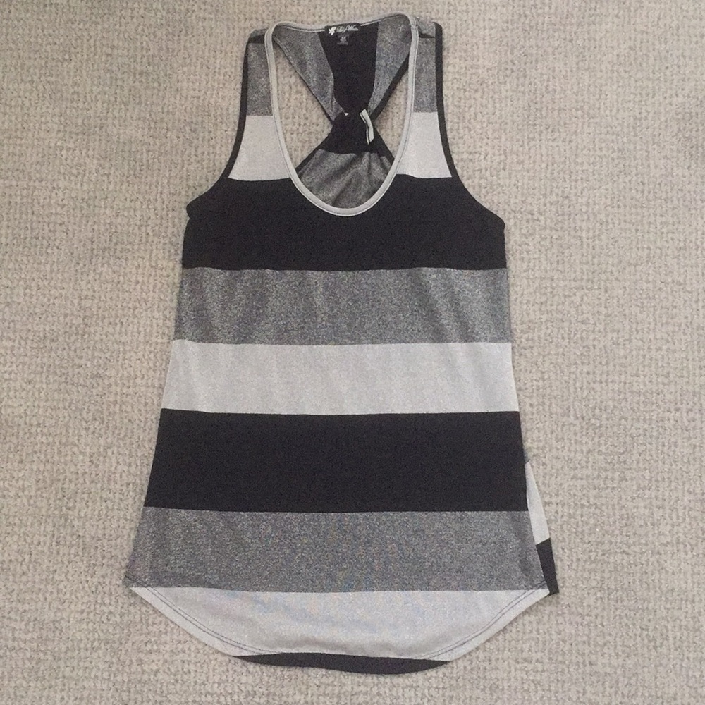 Black/Silver metallic racerback tank top